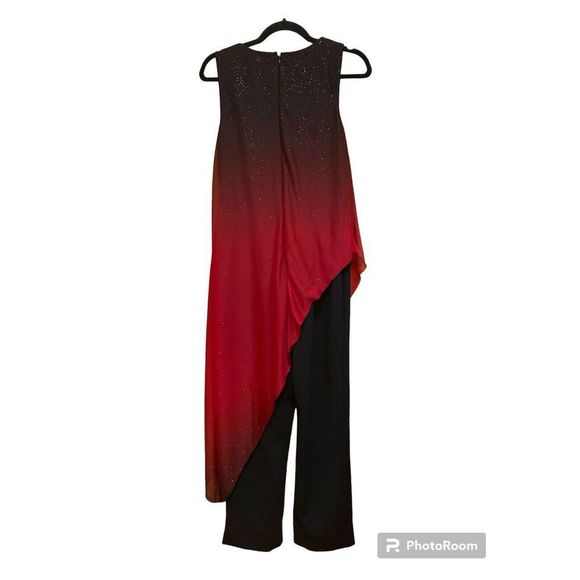 Venus Women’s Sheer overlay Jumpsuit red sparkly and black Size S - Picture 2 of 10
